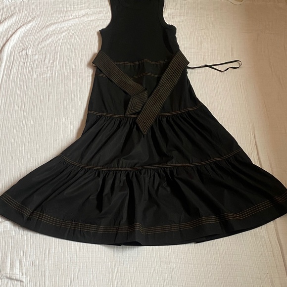 VERONICA BREAD 97% Cotton Black Tiered Maxi Dress with Belt - Picture 6 of 13